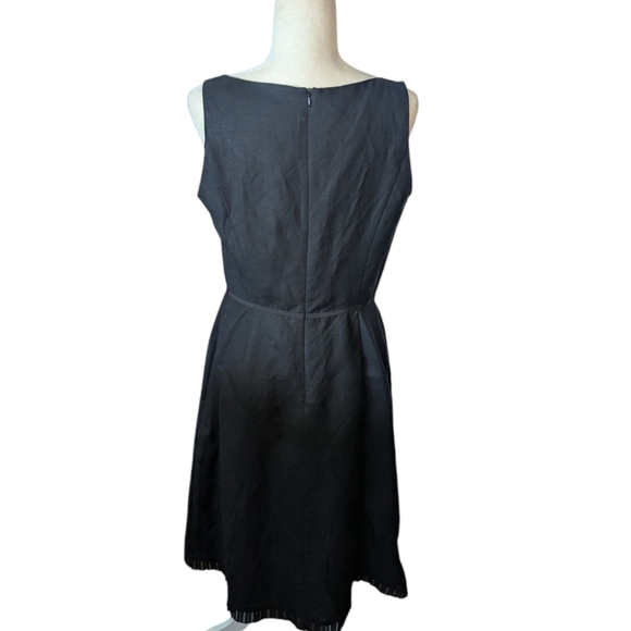 Vtg Plaza South Designer Black Linen Dress with Floral Embroidery & Jacket Sz 10 - Picture 5 of 9